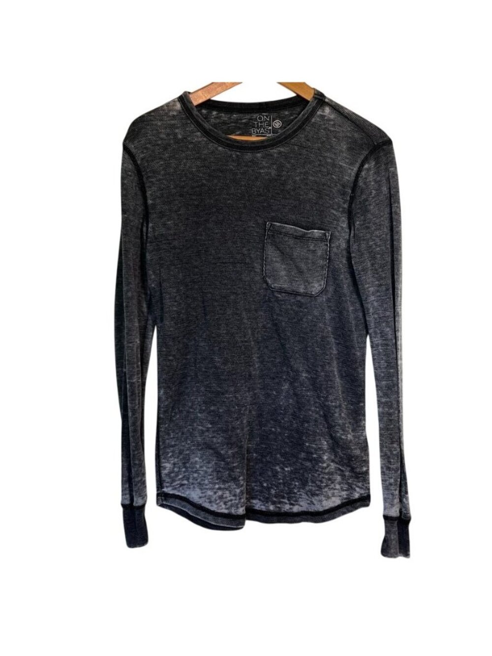 On The Byas Mens Long Sleeve Waffle Knit Thermal Sz L Gray Baselayer Hiking